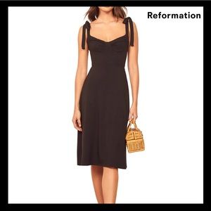 Reformation Black Midi Dress